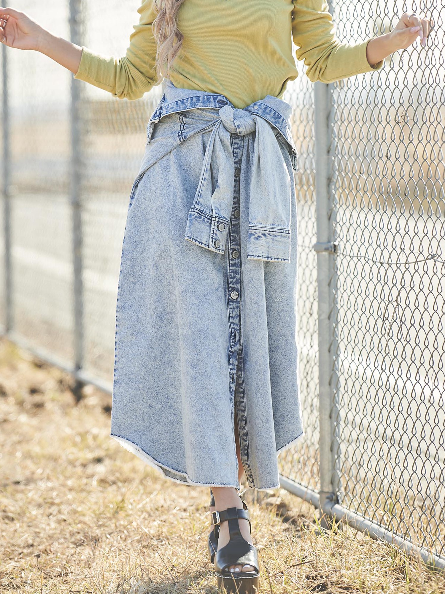 シャツライクデニムロングスカート Egoist エゴイスト のスカート通販 Egoist エゴイスト 公式通販サイト