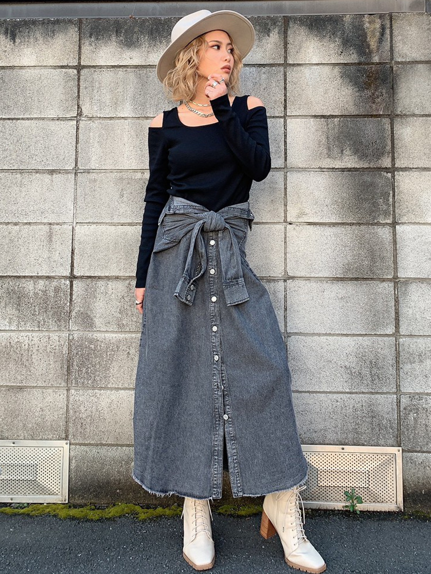 シャツライクデニムロングスカート Egoist エゴイスト のスカート通販 Egoist エゴイスト 公式通販サイト